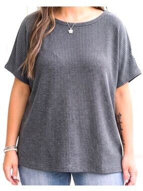 Andree By Unit grey short sleeve knit top 1X